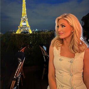 ZARA white tweed jewel button vest